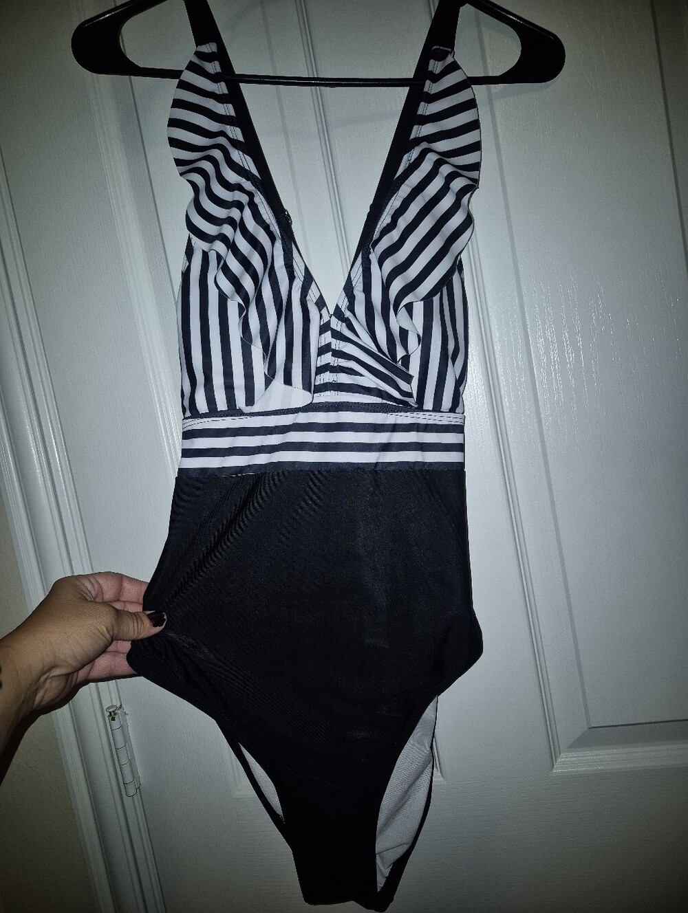 Source Unknown Women Swim Top - Black and White